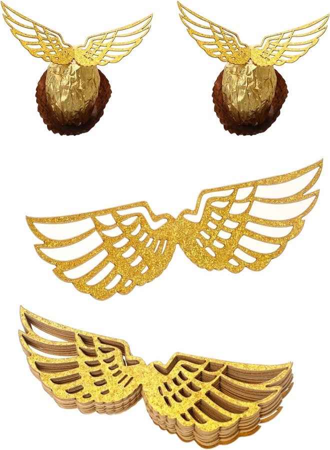 Confetti! 51Pcs Snitch Wings Chocolate Decor Harry P Wizard Party Chocolate Decoration Hollowed Wings Wafer Cupcake Toppers with Glue Point for Them Party Decor Supplies - Image 1