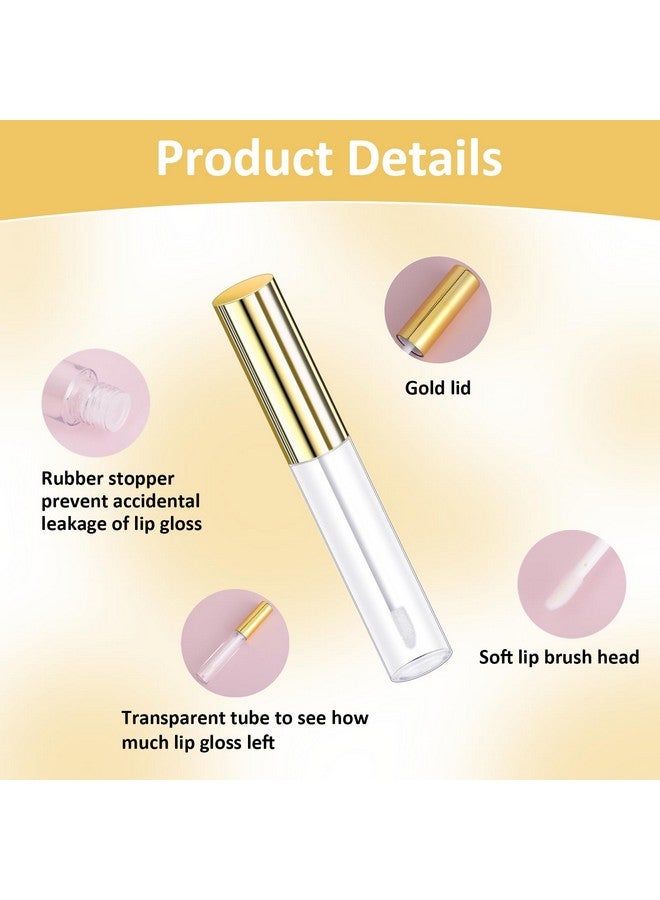 مولين، 5 قطع من أنابيب ملمع الشفاه الفارغة، عبوات مستحضرات تجميل قابلة لإعادة التعبئة سعة 10 مل، زجاجات بلسم الشفاه مع عصا إخفاء لعينات أحمر الشفاه، مرطبات الشفاه (غطاء أنبوب ذهبي) - Image 3