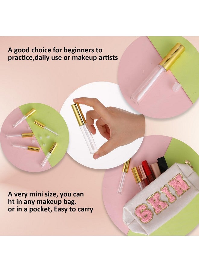 مولين، 5 قطع من أنابيب ملمع الشفاه الفارغة، عبوات مستحضرات تجميل قابلة لإعادة التعبئة سعة 10 مل، زجاجات بلسم الشفاه مع عصا إخفاء لعينات أحمر الشفاه، مرطبات الشفاه (غطاء أنبوب ذهبي) - Image 4