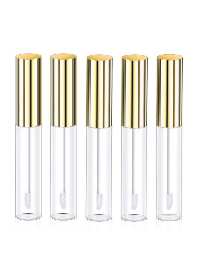 مولين، 5 قطع من أنابيب ملمع الشفاه الفارغة، عبوات مستحضرات تجميل قابلة لإعادة التعبئة سعة 10 مل، زجاجات بلسم الشفاه مع عصا إخفاء لعينات أحمر الشفاه، مرطبات الشفاه (غطاء أنبوب ذهبي) - Image 1