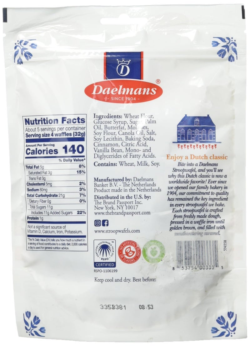DAELMANS Stroopwafels, Dutch Waffles Soft Toasted, Caramel, Mini Size, Kosher Dairy, Authentic Made In Holland, 1 Pouch, 5.29 oz - Image 2