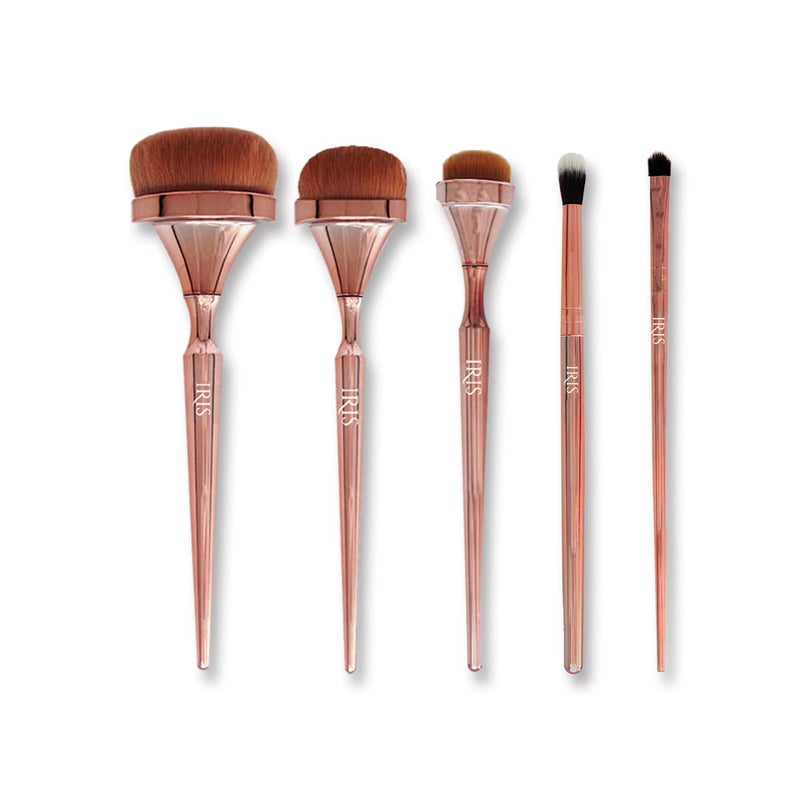 Iris Cosmetics Iris Luminous Essentials Makeup Brush Set | Premium HD Brushes for Flawless Application | Cruelty-Free & Vegan | Rose Gold | Set of 5 Brushes with Travel Pouch - Image 1