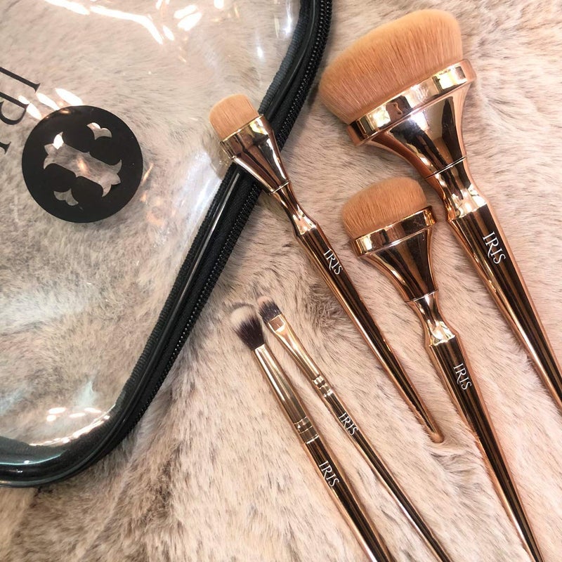 Iris Cosmetics Iris Luminous Essentials Makeup Brush Set | Premium HD Brushes for Flawless Application | Cruelty-Free & Vegan | Rose Gold | Set of 5 Brushes with Travel Pouch - Image 4