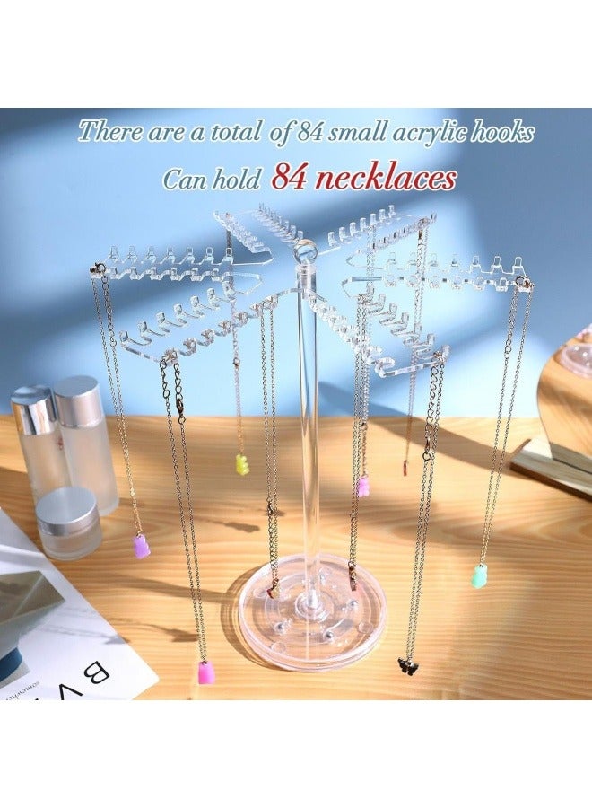 Generic Acrylic necklace holder, rotating necklace holder, hanger, transparent jewelry holder, display stand with 84 hanging - Image 4