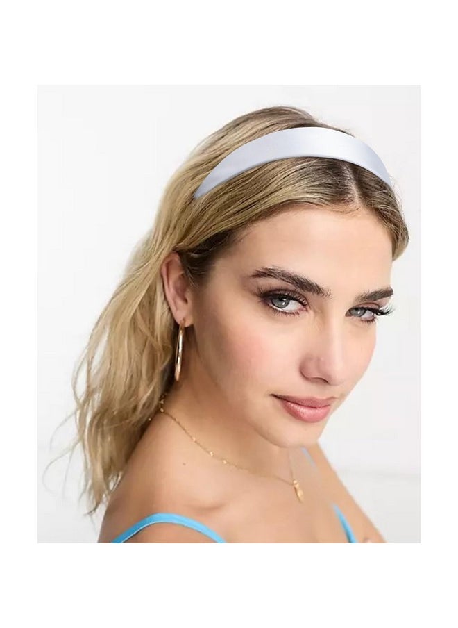 Velscrun VELSCRUN Headbands for Women Girls 1.6 Inch White Satin Wide Headband Head Bands for Womens Hair Solid Simple Fashion Hair Bands Cosplay Halloween Hair Accessories Gifts for Mothers Sisters  - Image 3