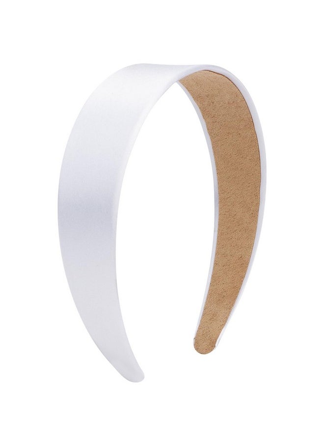 Velscrun VELSCRUN Headbands for Women Girls 1.6 Inch White Satin Wide Headband Head Bands for Womens Hair Solid Simple Fashion Hair Bands Cosplay Halloween Hair Accessories Gifts for Mothers Sisters  - Image 1