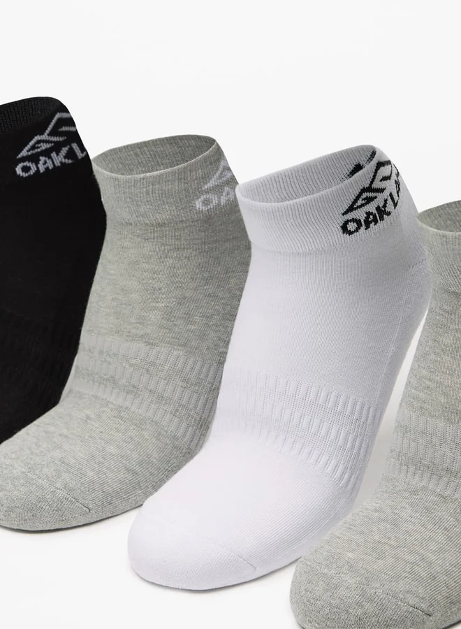 أوكلان Men's Logo Print Ankle Length Sports Socks - Set of 5