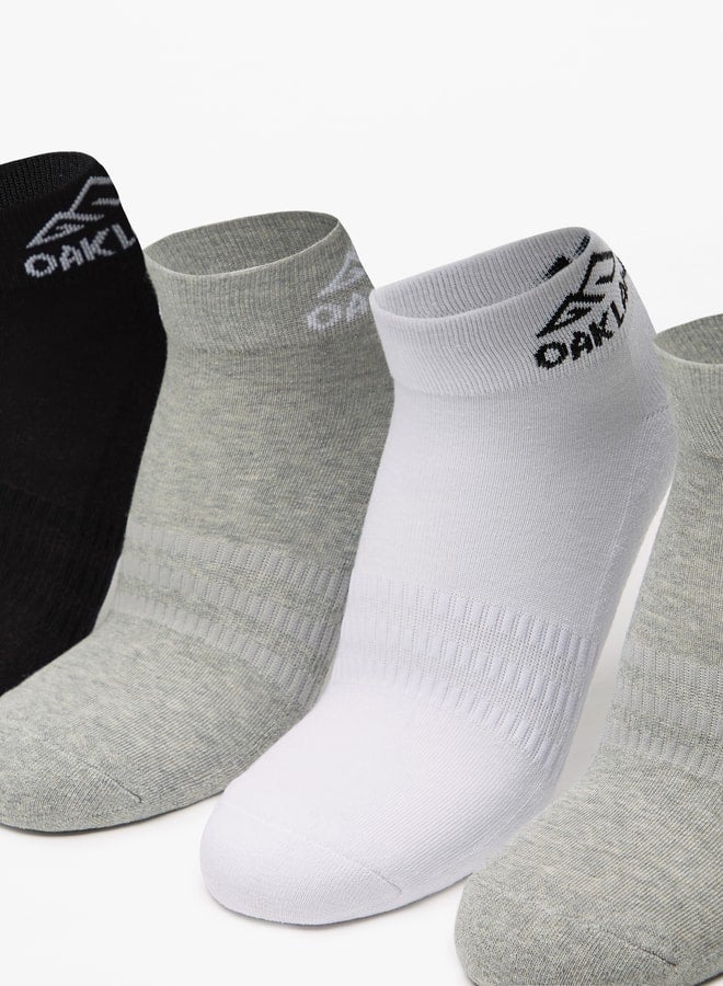 OAKLAN Men's Logo Print Ankle Length Sports Socks - Set of 5 - Image 2