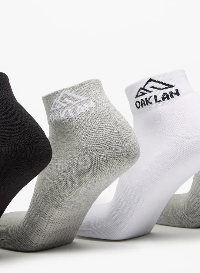 OAKLAN Men's Logo Print Ankle Length Sports Socks - Set of 5