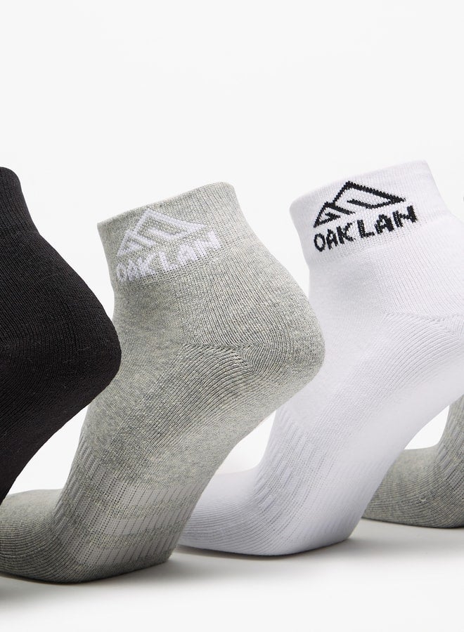 OAKLAN Men's Logo Print Ankle Length Sports Socks - Set of 5 - Image 4