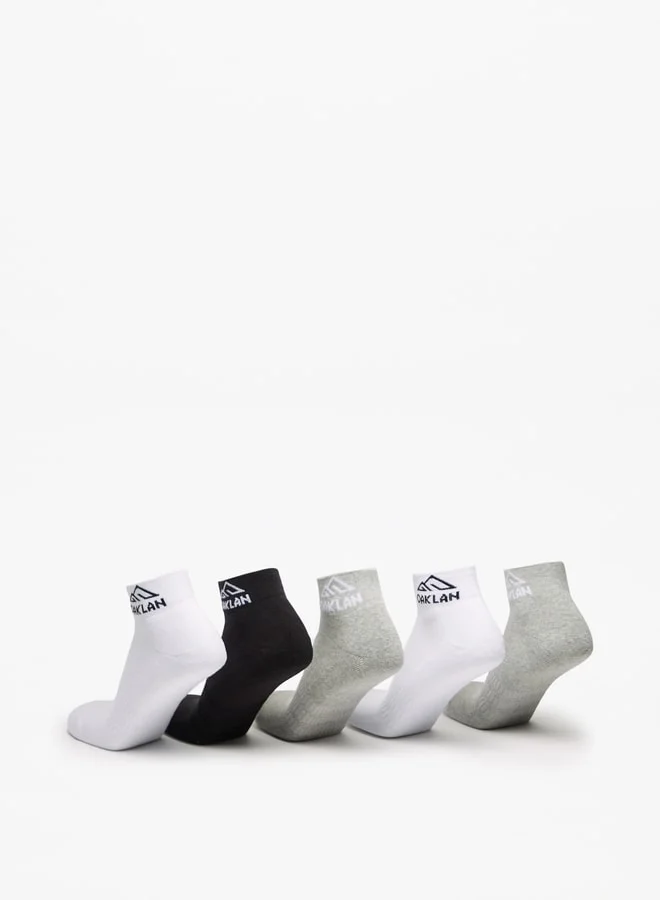 OAKLAN Men's Logo Print Ankle Length Sports Socks - Set of 5