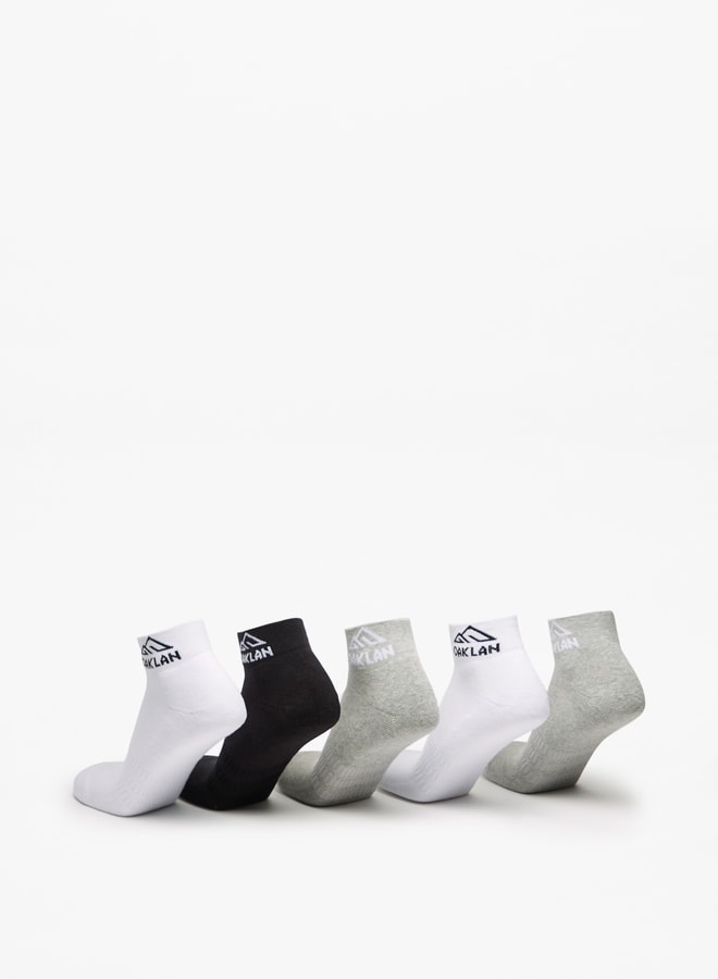 OAKLAN Men's Logo Print Ankle Length Sports Socks - Set of 5 - Image 3