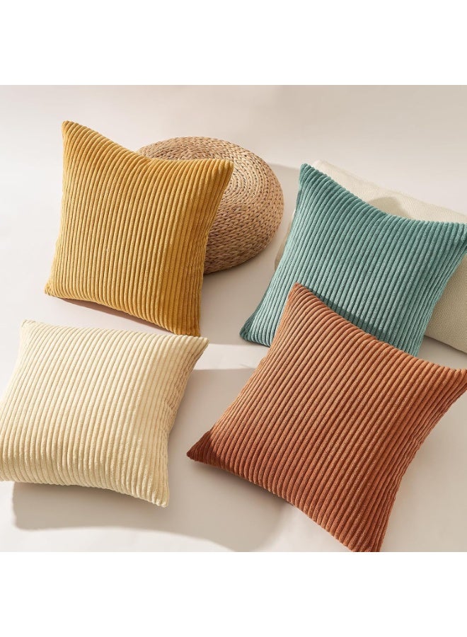 أغطية الوسائد أغطية الوسائد المربعة الزخرفية الناعمة وسادة لينة حزمة مخططة من أربعة لديكور المنزل أريكة 45 سم × 45 سم - Image 5