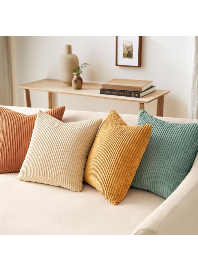 أغطية الوسائد أغطية الوسائد المربعة الزخرفية الناعمة وسادة لينة حزمة مخططة من أربعة لديكور المنزل أريكة 45 سم × 45 سم - Image 2