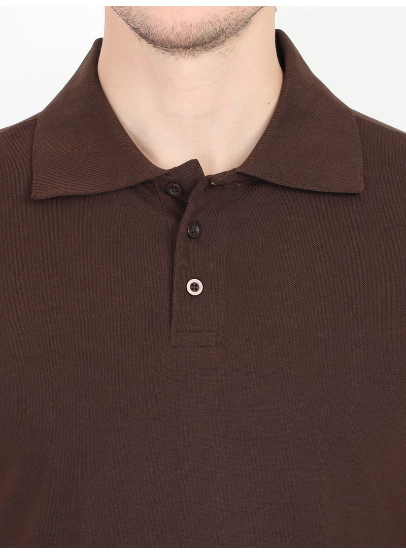 ملابس RSO تي شيرت بولو سادة بأكمام نصفية وياقة بولو للرجال من RSO Outfits - بني فاتح - Image 5