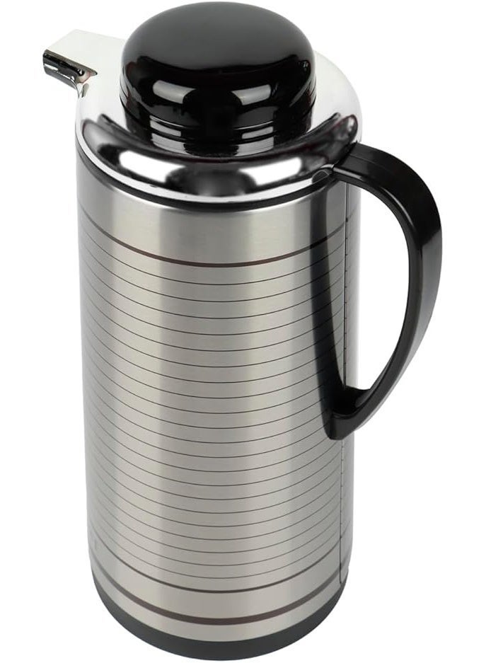 رويال مارك إبريق حراري رويال مارك سعة 1.6 لتر RM-V708 مصنوع من الفولاذ المقاوم للصدأ، معزول بجدار مزدوج، لحفظ المشروبات الساخنة والباردة، مزود بغطاء مانع للتسرب ومقبض متين للاستخدام في المنزل والمكتب والسفر - Image 1