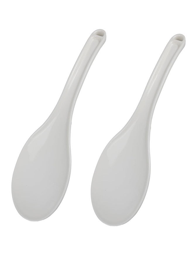 Septe 2Pcs 7.68 Inch Plastic White Non-Stick Rice Serving Spoon Rice Paddle Rice Spatula - Image 1