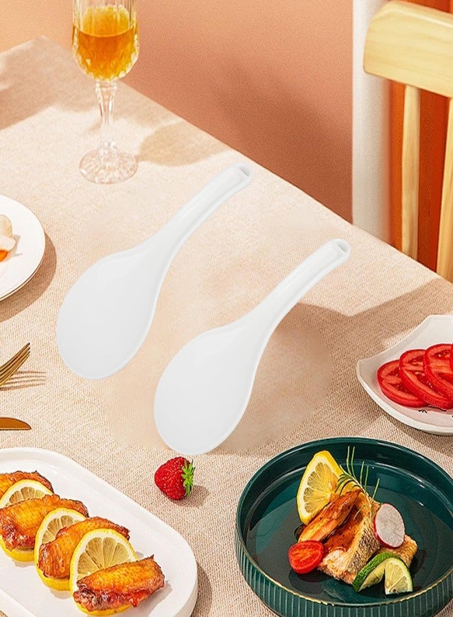 Septe 2Pcs 7.68 Inch Plastic White Non-Stick Rice Serving Spoon Rice Paddle Rice Spatula - Image 4