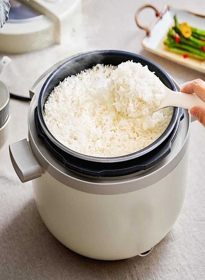 Septe 2Pcs 7.68 Inch Plastic White Non-Stick Rice Serving Spoon Rice Paddle Rice Spatula - Image 3