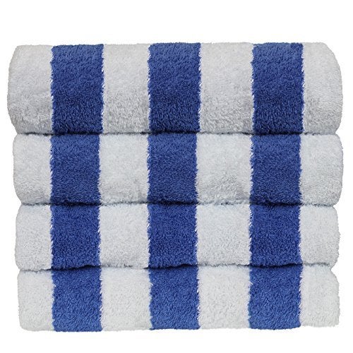 Luxury Hotel  Spa Towel 100 Egyptian Cotton Pool Beach Towels  Cabana  Blue  Set of 4