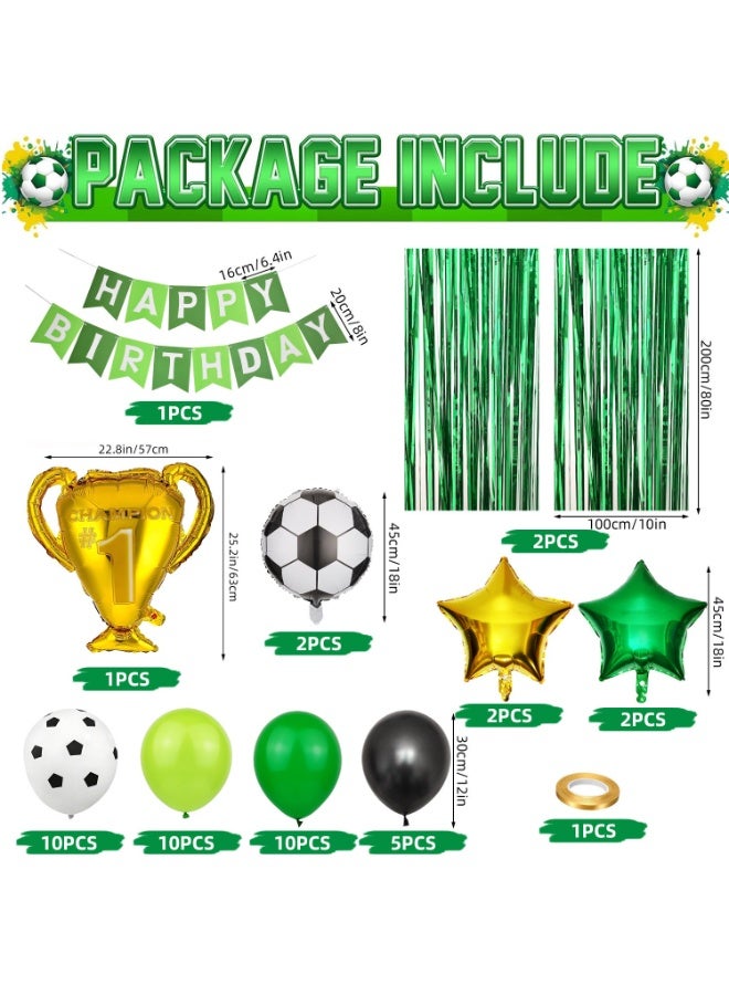 46pcs black green and white balloon football trophy balloon set, birthday party decoration balloons, suitable for birthdays, special event party decorations, 2025-2026 Saudi Professional League Party, can be used indoors and outdoors  - Image 4