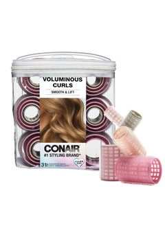 Conair Heatless Curls Hair Roller - 31 Count, Assorted sizes & Colors - Pink, Gray & Purple - Overnight Curl Rollers w/storage case
