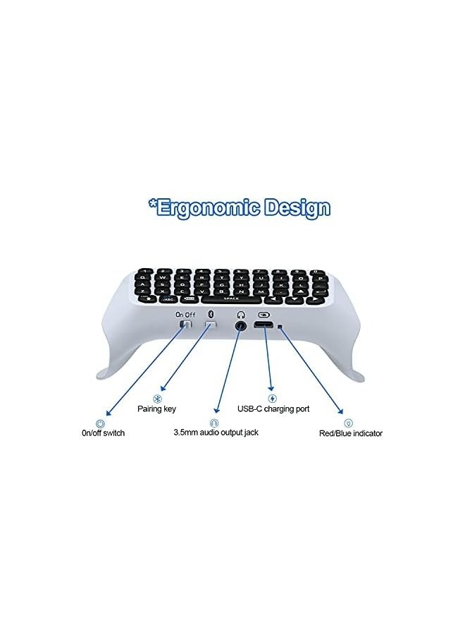 بروماس وحدة تحكم بلوحة مفاتيح لاسلكية، لوحة ألعاب صغيرة محمولة بتقنية البلوتوث 3.0 مع مكبر صوت مدمج ولوحة دردشة صوتية بمقبس صوت 3.5 مم للمراسلة والدردشة المباشرة للألعاب - Image 5