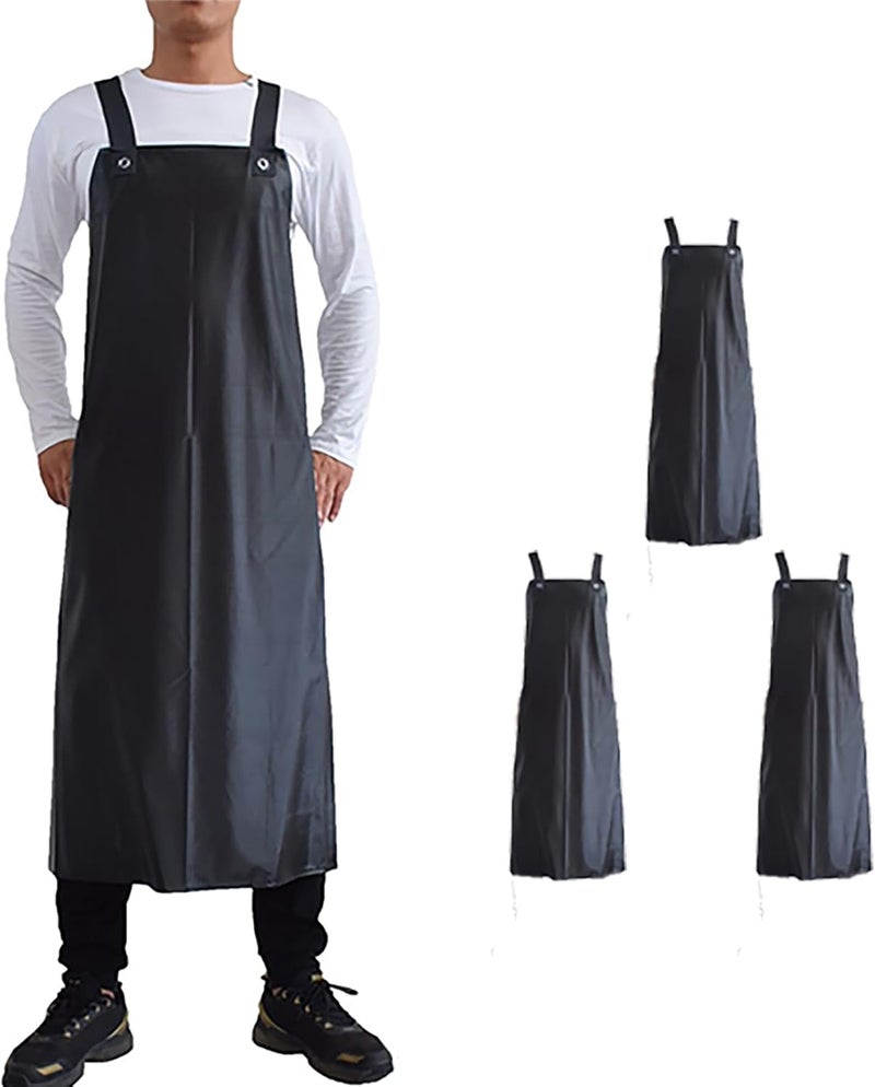 Jaspfct Waterproof Rubber Vinyl Apron, Chemical Resistant Apron, Unisex Work Apron MD006-Black*3 - Image 1