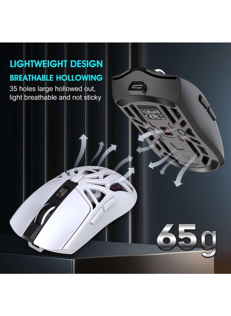 Rock Pow - Wireless Gaming Mouse,Tri-Mode Bluetooth/2.4G/Wired Mouse, 6 Buttons with Adjustable 10000 DPI, BT5.1 Rechargeable RGB Backlight Gaming Mice for PC/Mac/Laptop, Power Digital Display Silent Mice - Image 1