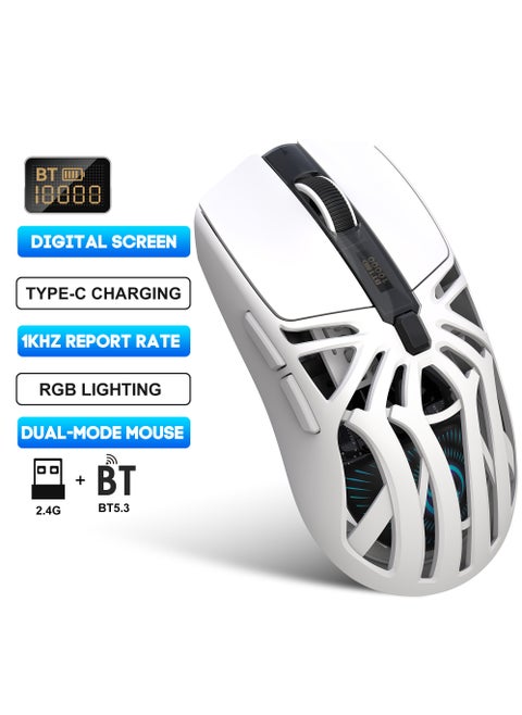 Wireless Gaming Mouse,Tri-Mode Bluetooth/2.4G/Wired Mouse, 6 Buttons with Adjustable 10000 DPI, BT5.1 Rechargeable RGB Backlight Gaming Mice for PC/Mac/Laptop, Power Digital Display Silent Mice
