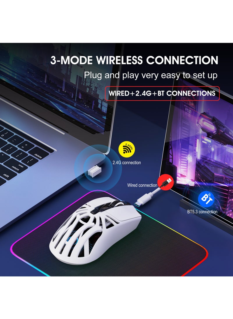 Rock Pow - Wireless Gaming Mouse,Tri-Mode Bluetooth/2.4G/Wired Mouse, 6 Buttons with Adjustable 10000 DPI, BT5.1 Rechargeable RGB Backlight Gaming Mice for PC/Mac/Laptop, Power Digital Display Silent Mice - Image 1
