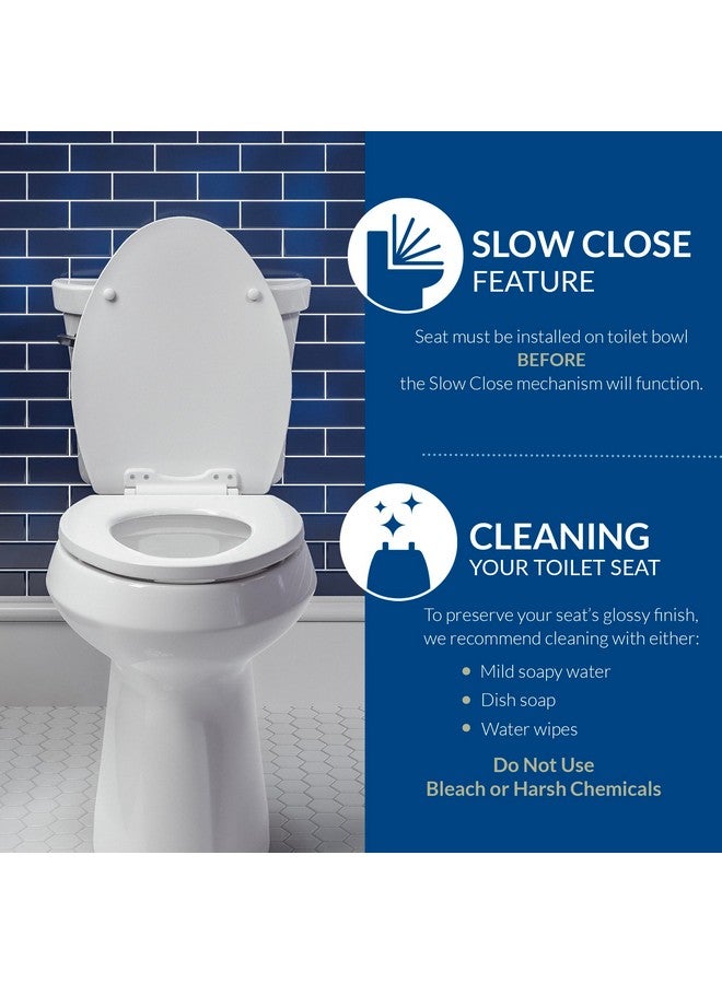 Mayfair Aurora Slow Close Toilet Seat, Easy Clean Hinges and Adjustable Perfect Fit Plastic Seat, Elongated, White - Image 5