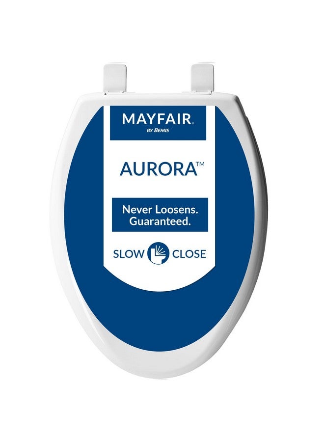 Mayfair Aurora Slow Close Toilet Seat, Easy Clean Hinges and Adjustable Perfect Fit Plastic Seat, Elongated, White - Image 1