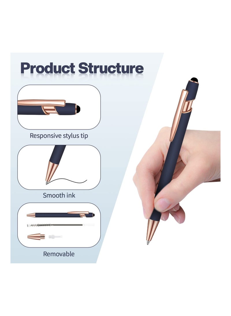 KASTWAVE Ballpoint Pen with Stylus Tip, 8 Pieces Black Ink Metal Pen Stylus for Touch Screens for Office School Stationery Supplies Tablets and More (Red, Green, Navy, Black)  - Image 5