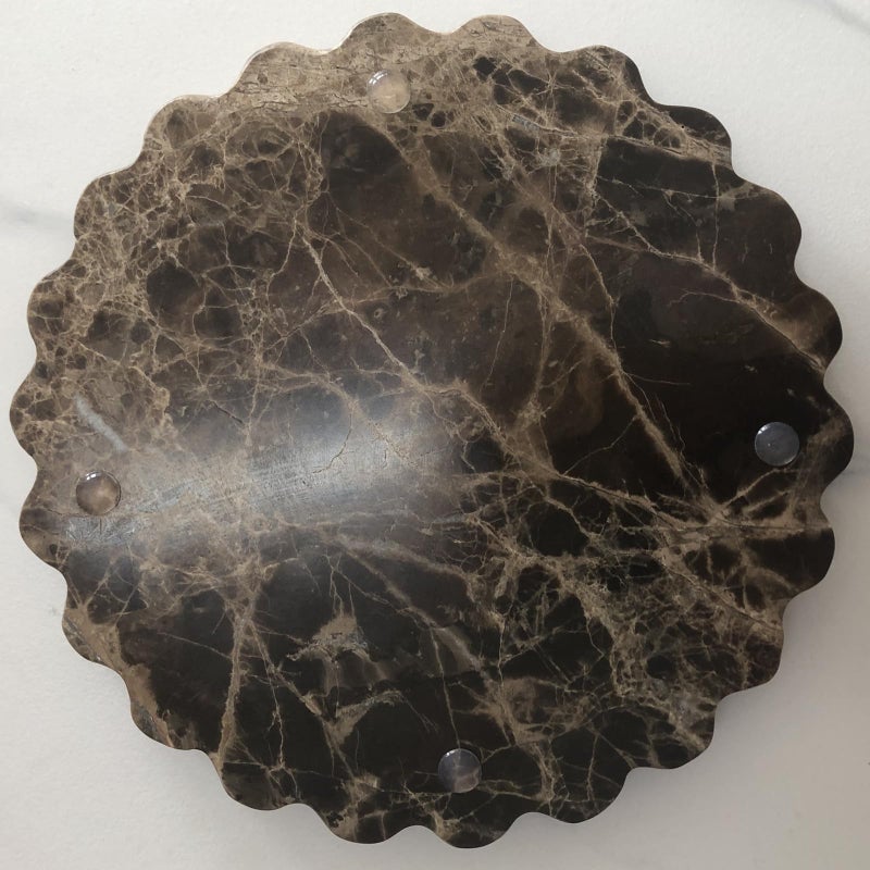 SAIDKOCC Marble Tray Round Scalloped Tray Small Serving Platter for Counter, Bathroom, Kitchen, Nightstand, Jewelry Ring Dish Holder (Coffee Net) - Image 3