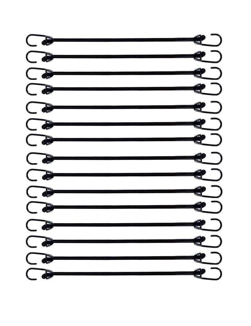 Joneaz Mini Bungee Cord with Hooks 6 Inch Plastic Coated Without Sharp Hook End 15 Piece