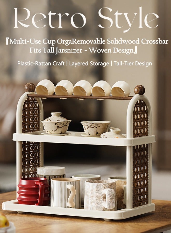 Sunnaltree 3 Tier Cup Drying Rack, Cup Storage Rack, Material Multi-Functional Storage Rack, Coffee Mug Racks Easy to Install and Clean, Countertop Organizer, for Home Bathroom Kitchen Glass cup and Food for Kitchen, Home, Coffee Bar (White) - Image 2