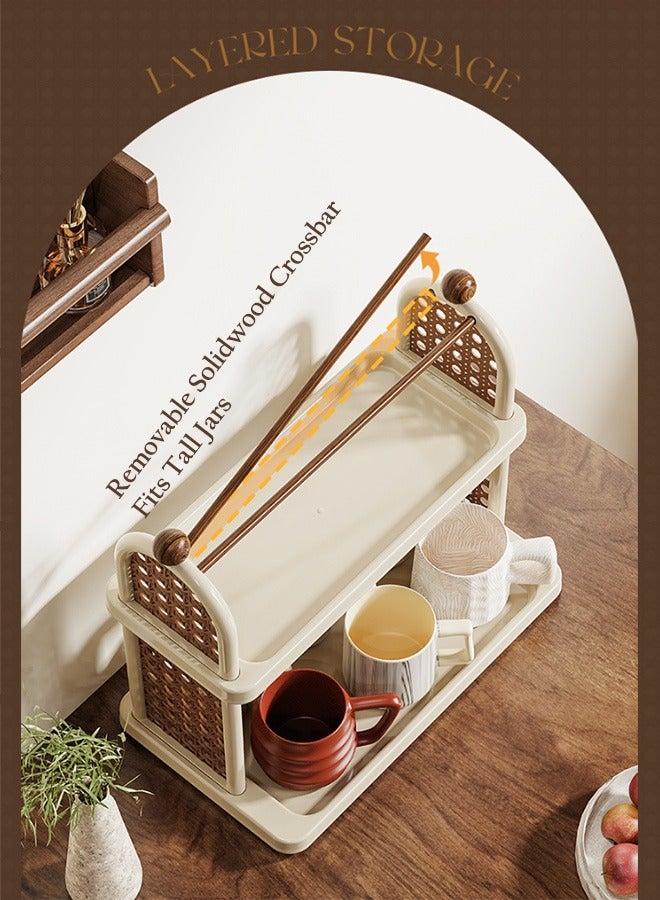 Sunnaltree 3 Tier Cup Drying Rack, Cup Storage Rack, Material Multi-Functional Storage Rack, Coffee Mug Racks Easy to Install and Clean, Countertop Organizer, for Home Bathroom Kitchen Glass cup and Food for Kitchen, Home, Coffee Bar (White) - Image 3