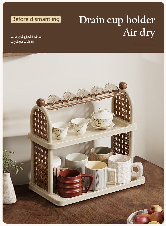 Sunnaltree 3 Tier Cup Drying Rack, Cup Storage Rack, Material Multi-Functional Storage Rack, Coffee Mug Racks Easy to Install and Clean, Countertop Organizer, for Home Bathroom Kitchen Glass cup and Food for Kitchen, Home, Coffee Bar (White) - Image 4