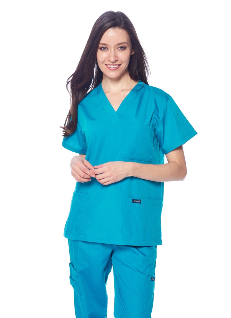 Dagacci Medical Uniform Womens Medical Scrub Set Shirt Top and Pant, Teal_Green, Medium, - Image 4