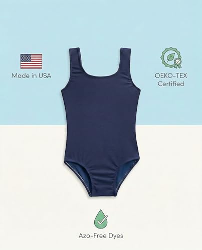 City Threads Girls Bathing Suit One Piece UPF 50+ Made in USA, Tank Swimsuits Girls Swimwear (Navy, 10) - Image 4