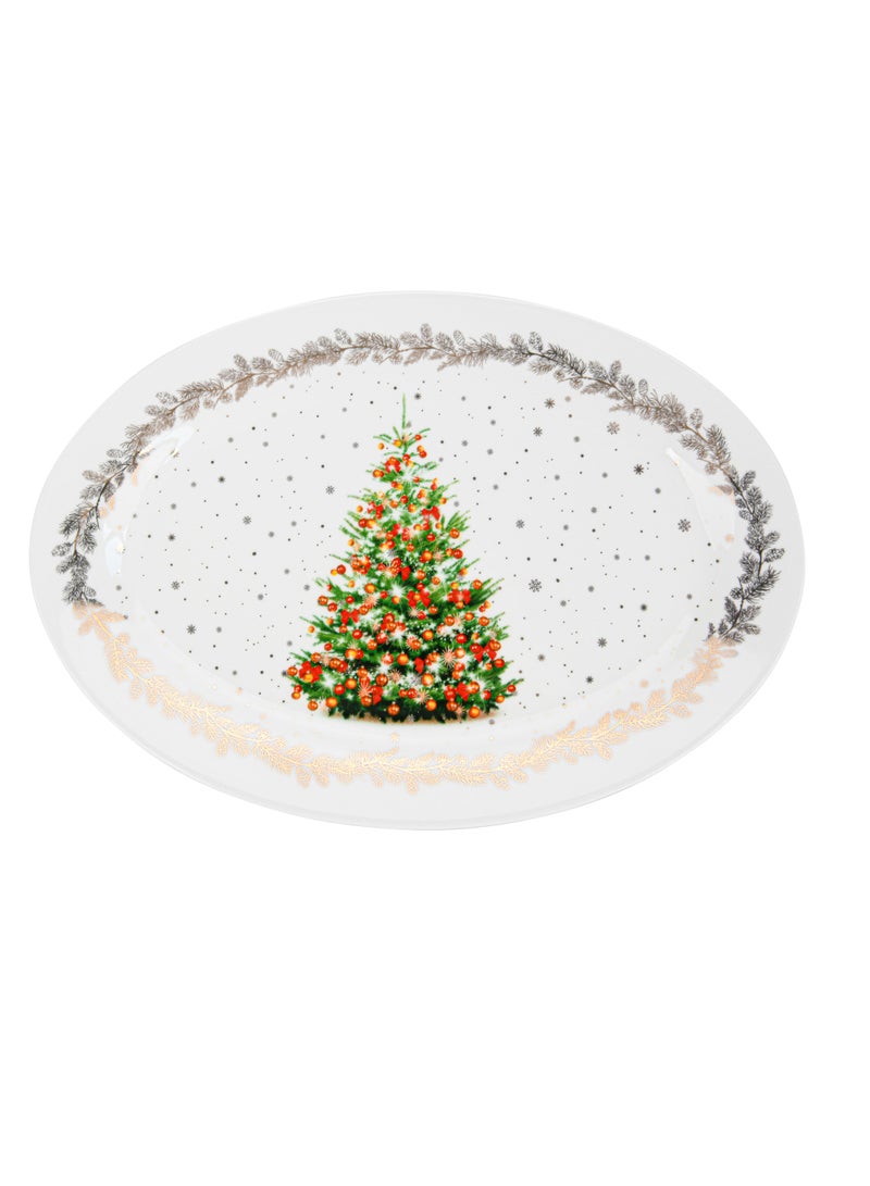 Fissman Oval Plate Christmas, 30cm, New Bone China Christmas Holiday Season Collection Dinnerware - Image 1