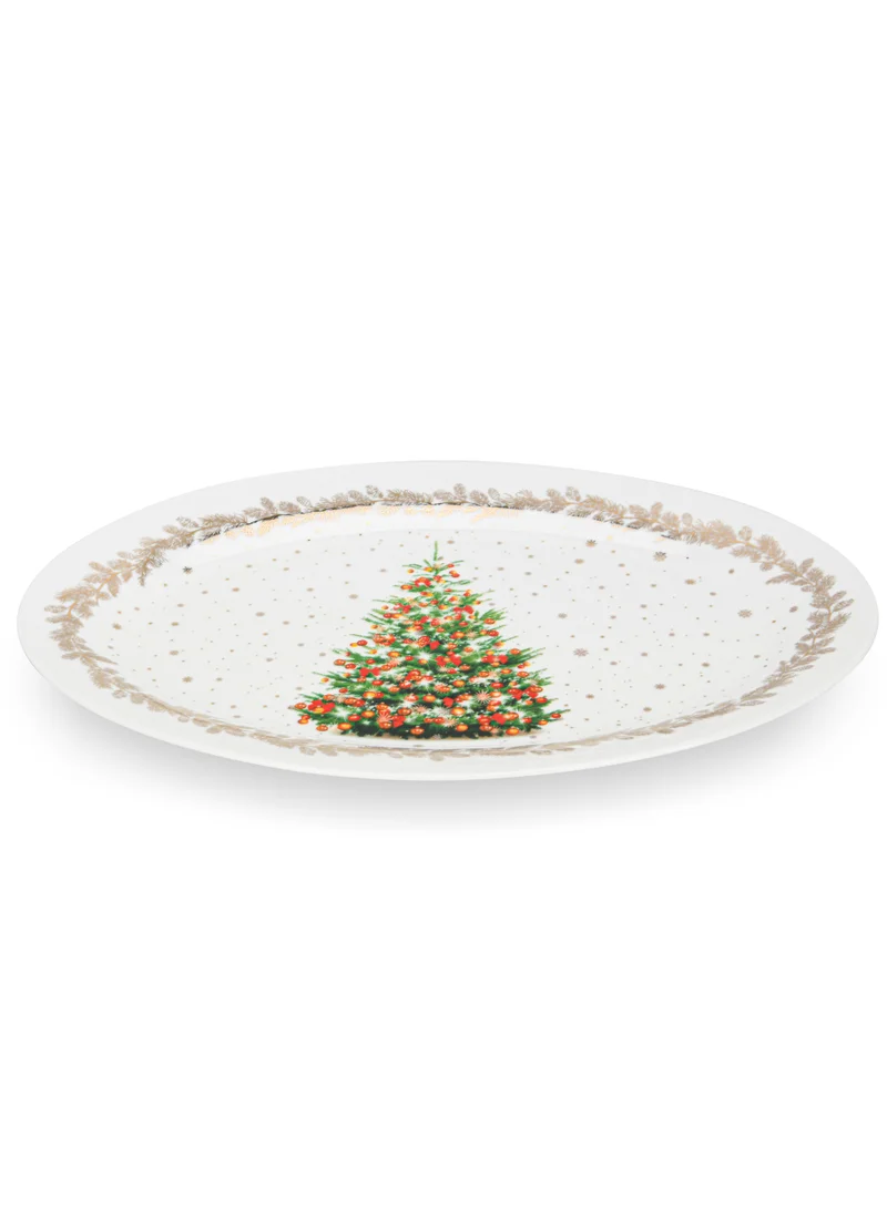 فيسمان Oval Plate Christmas, 30cm, New Bone China Christmas Holiday Season Collection Dinnerware