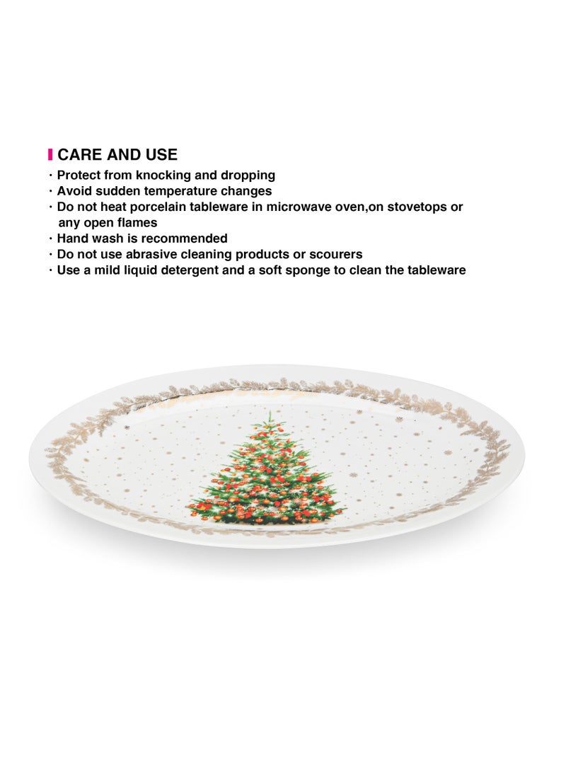 Fissman Oval Plate Christmas, 30cm, New Bone China Christmas Holiday Season Collection Dinnerware - Image 3