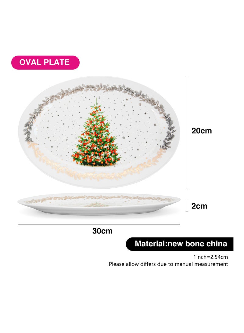 Fissman Oval Plate Christmas, 30cm, New Bone China Christmas Holiday Season Collection Dinnerware - Image 4
