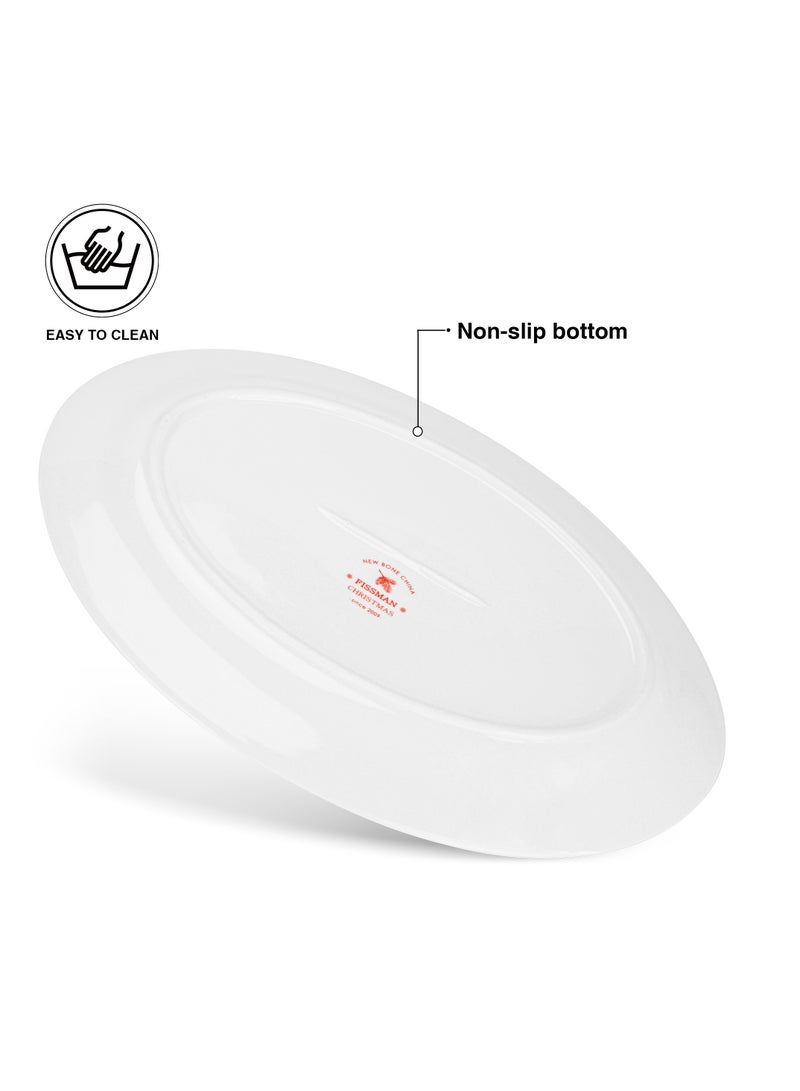 Fissman Oval Plate Christmas, 30cm, New Bone China Christmas Holiday Season Collection Dinnerware - Image 5