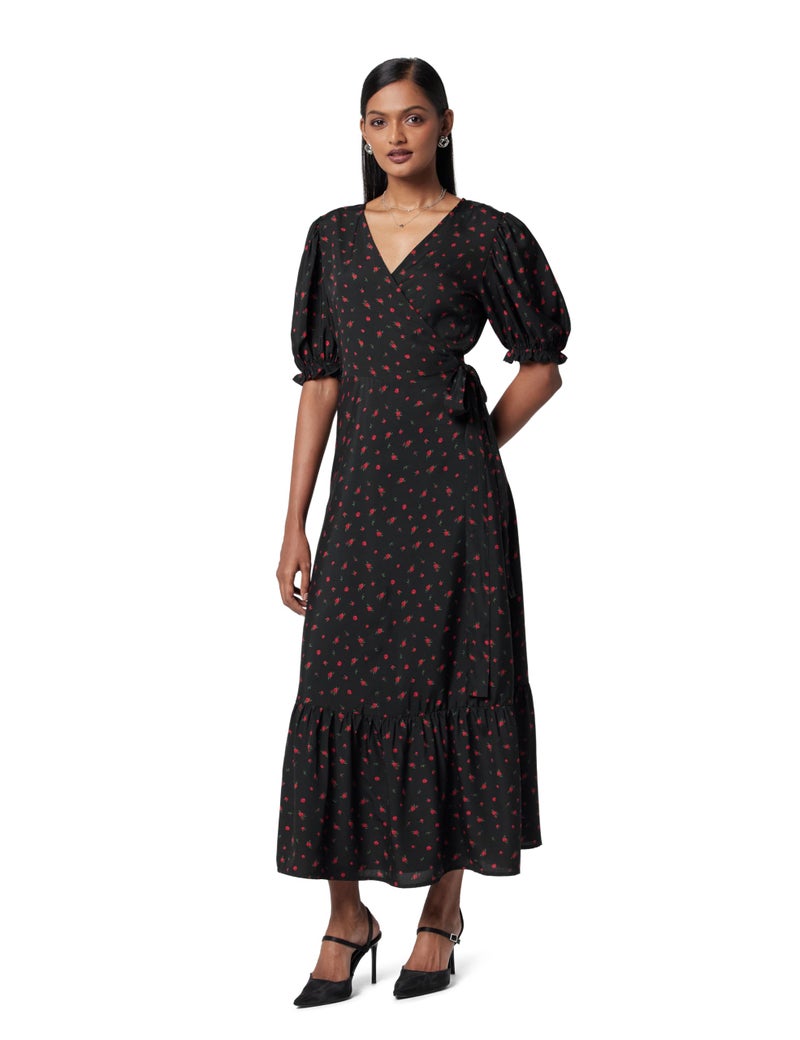 Styli Women's Polyester A-Line Midi Dress (70039117_Black_M) - Image 1