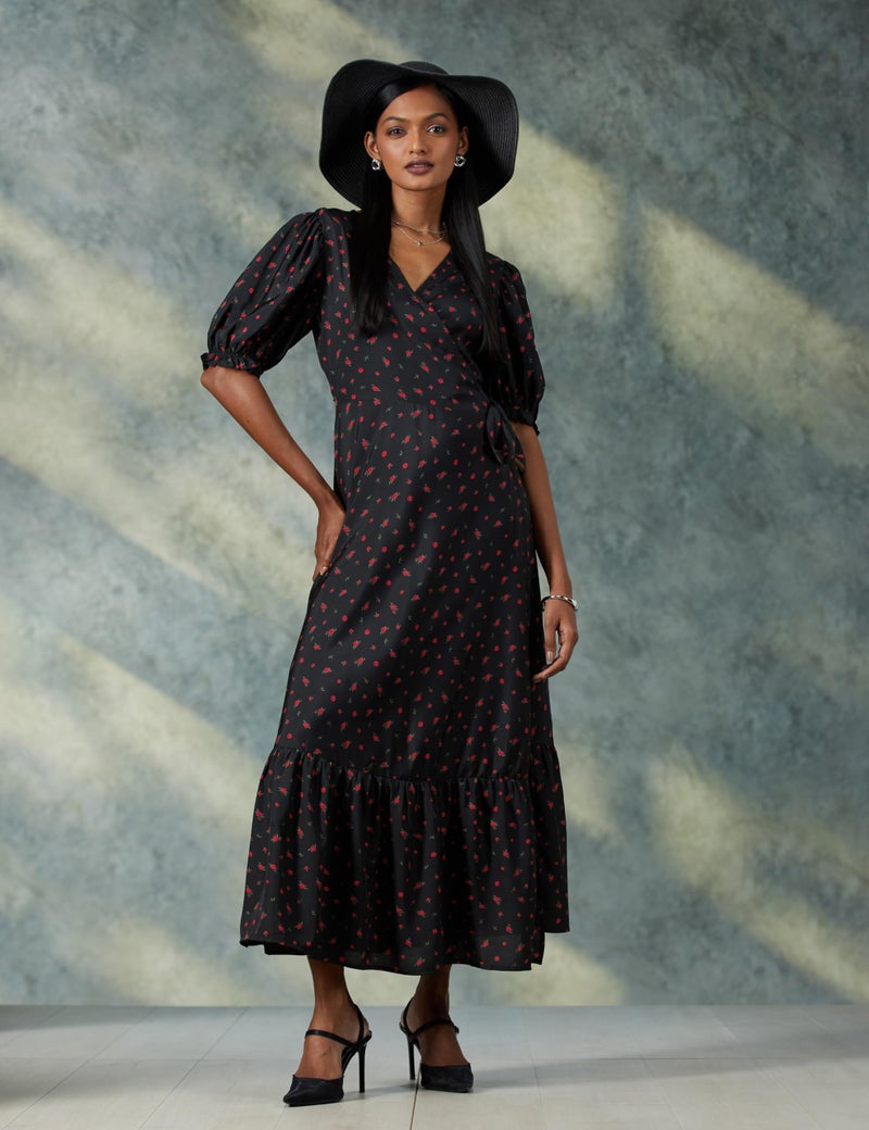 Styli Women's Polyester A-Line Midi Dress (70039117_Black_M) - Image 2