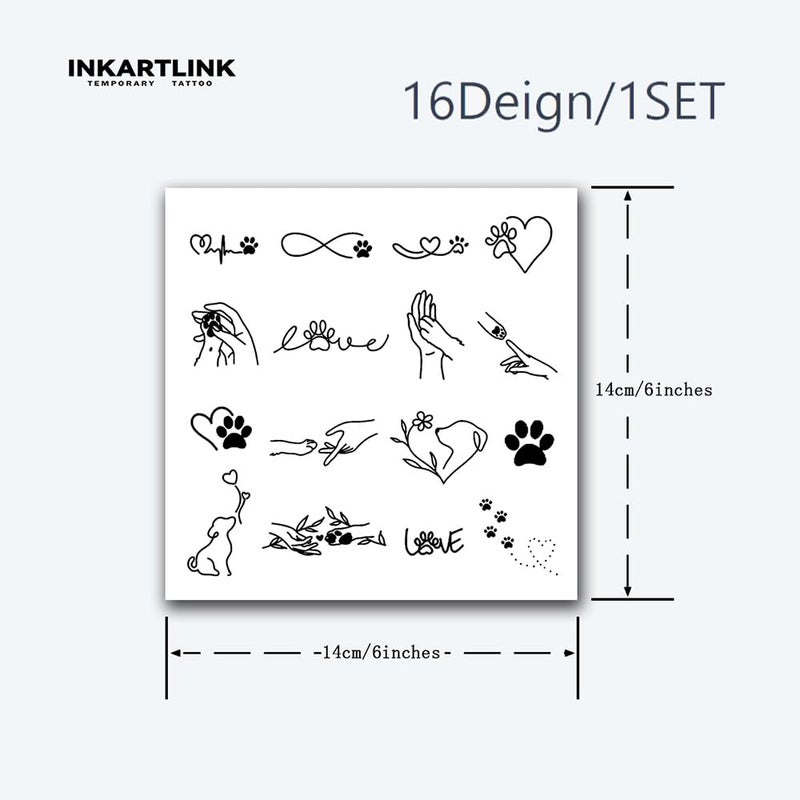 INKARTLINK Tattoo Tech, 15 Design/1 Sheet Small Semi Permanent Tattoo, Temporary Tattoos, Last 1-2 Weeks, Waterproof, Realistic Look, No Adhesive, No Reflection (2x3inch Love dogs the most) - Image 4