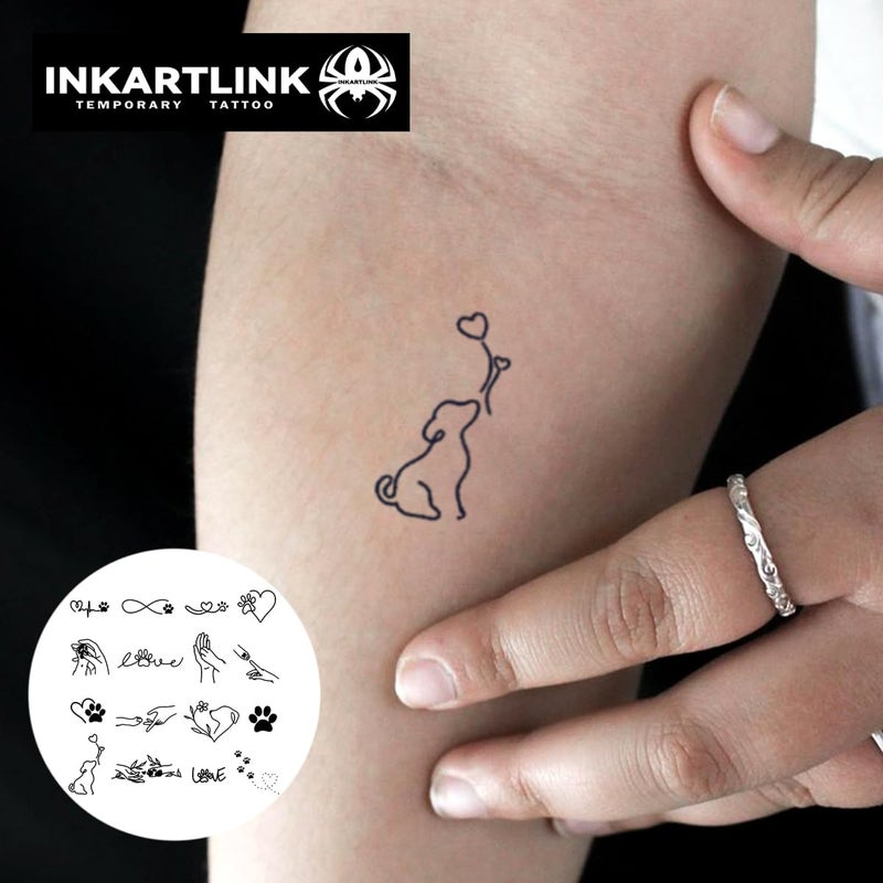 INKARTLINK Tattoo Tech, 15 Design/1 Sheet Small Semi Permanent Tattoo, Temporary Tattoos, Last 1-2 Weeks, Waterproof, Realistic Look, No Adhesive, No Reflection (2x3inch Love dogs the most) - Image 3